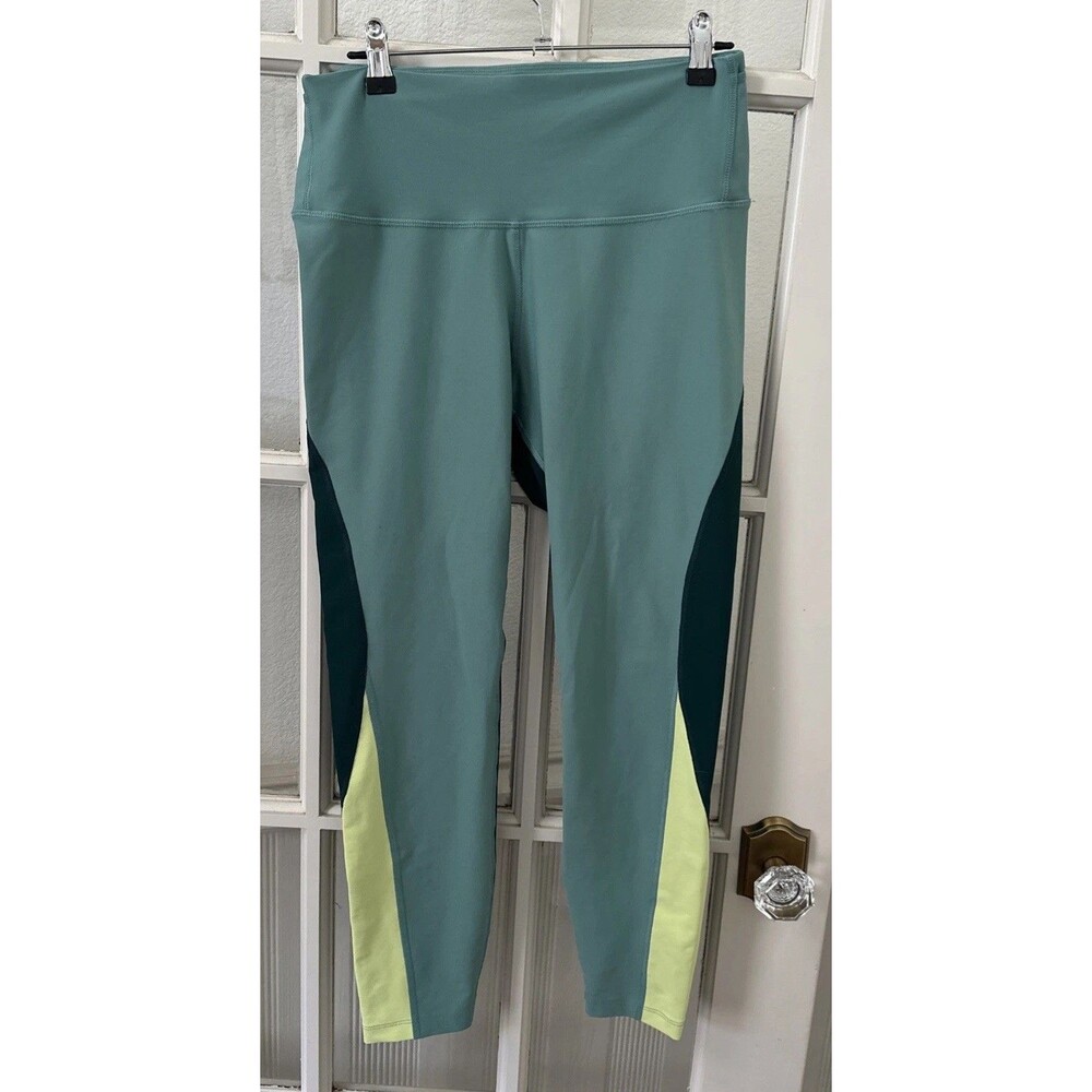 Old Navy Active Leggings Womens Large Green Powersoft High Rise Go-Dry Pull On